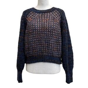 Anthropologie Moth Italy Wool Blend Melange Knit Cropped Pullover Sweater